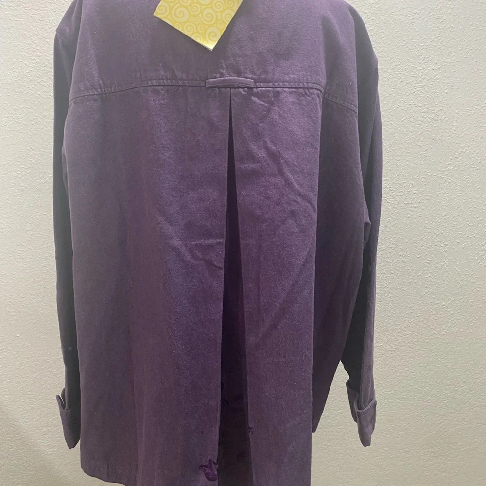 Denim&Co Lite Purple Jacket Size 2X Back‎ Embroidery On Back Pockets Comfortable